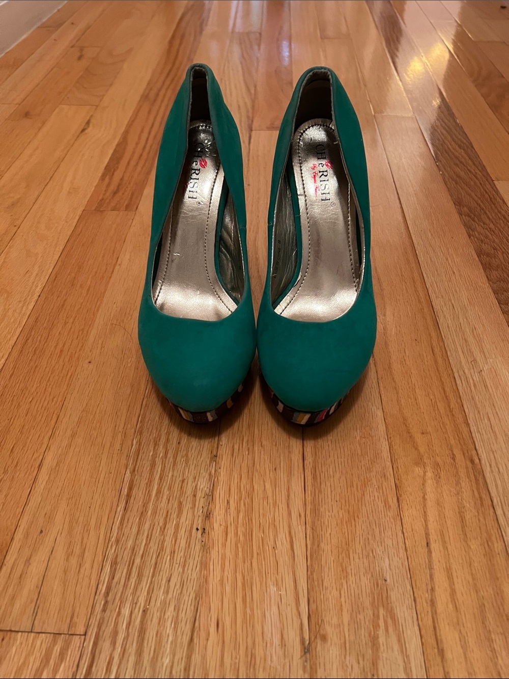Cherish Emerald Green Suede Platform Pumps